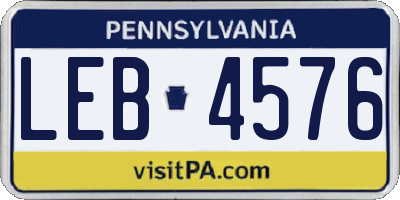 PA license plate LEB4576