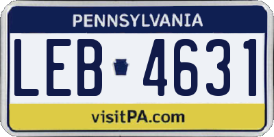 PA license plate LEB4631