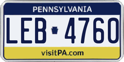 PA license plate LEB4760