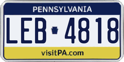 PA license plate LEB4818