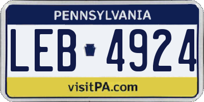 PA license plate LEB4924