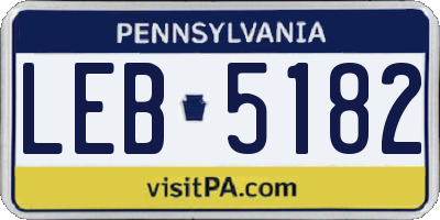 PA license plate LEB5182
