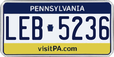 PA license plate LEB5236
