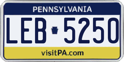PA license plate LEB5250