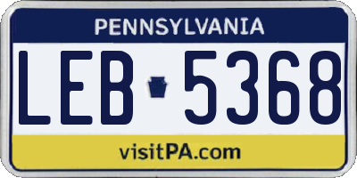 PA license plate LEB5368