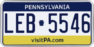 PA license plate LEB5546
