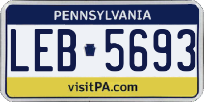 PA license plate LEB5693