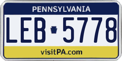 PA license plate LEB5778