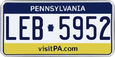 PA license plate LEB5952