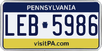 PA license plate LEB5986