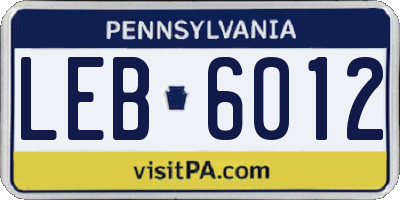 PA license plate LEB6012
