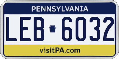 PA license plate LEB6032