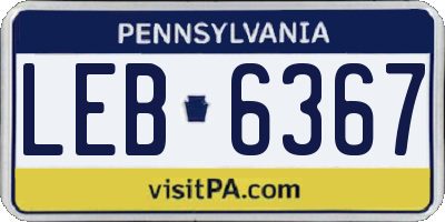 PA license plate LEB6367