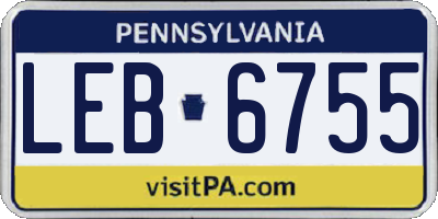 PA license plate LEB6755