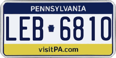 PA license plate LEB6810
