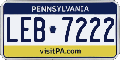 PA license plate LEB7222