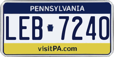 PA license plate LEB7240