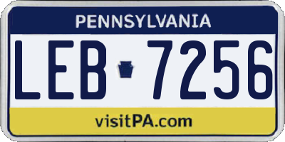 PA license plate LEB7256