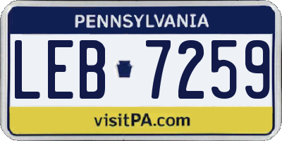 PA license plate LEB7259