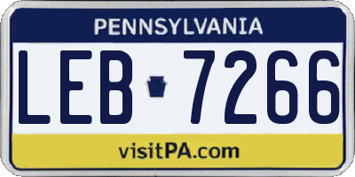 PA license plate LEB7266