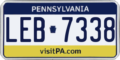PA license plate LEB7338