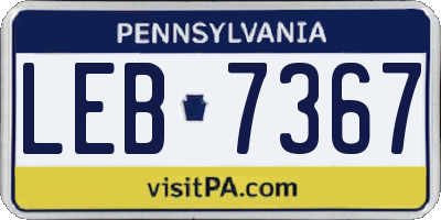 PA license plate LEB7367