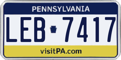 PA license plate LEB7417