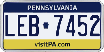 PA license plate LEB7452