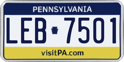 PA license plate LEB7501