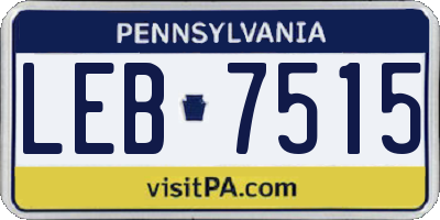 PA license plate LEB7515