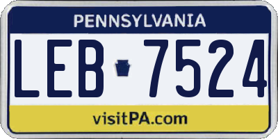 PA license plate LEB7524