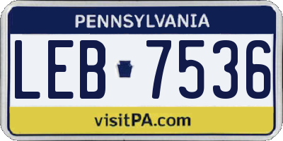 PA license plate LEB7536