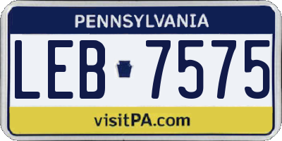 PA license plate LEB7575