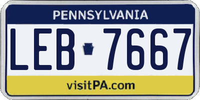 PA license plate LEB7667
