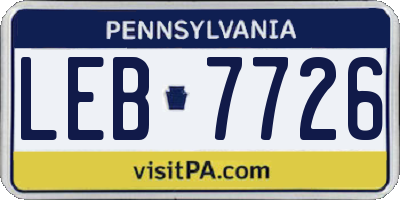 PA license plate LEB7726