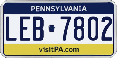 PA license plate LEB7802