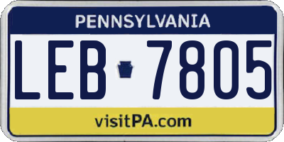 PA license plate LEB7805
