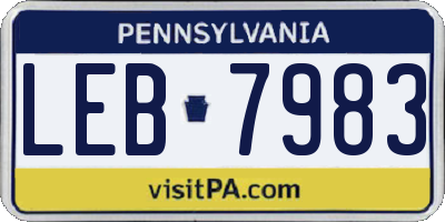 PA license plate LEB7983