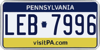 PA license plate LEB7996