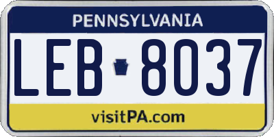 PA license plate LEB8037