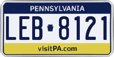 PA license plate LEB8121