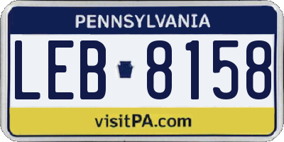 PA license plate LEB8158