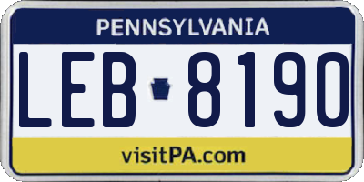 PA license plate LEB8190