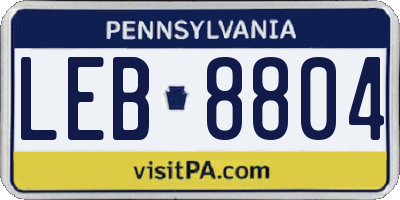 PA license plate LEB8804