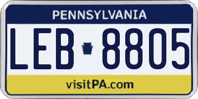 PA license plate LEB8805
