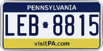 PA license plate LEB8815