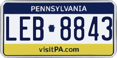 PA license plate LEB8843