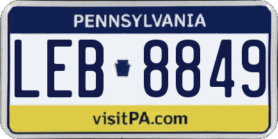 PA license plate LEB8849