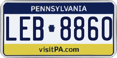PA license plate LEB8860