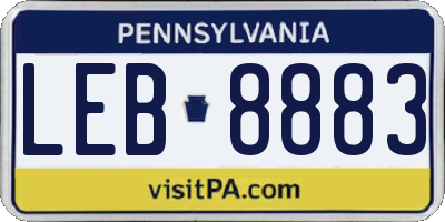PA license plate LEB8883